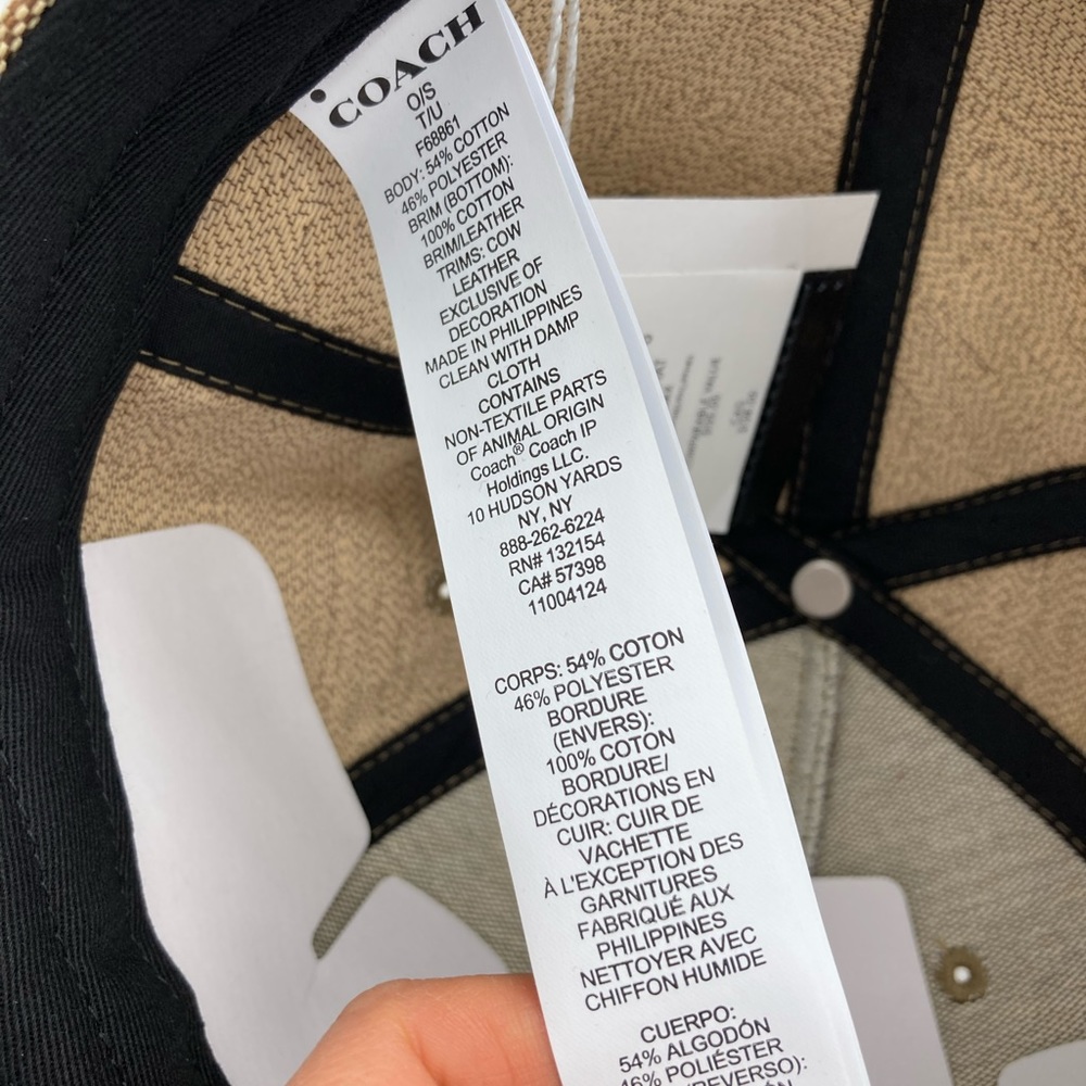 NWT COACH SIGNATURE FLAT BRIM KHAKI HAT - Picture 6 of 10